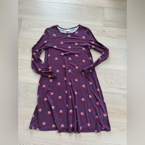 Old Navy Purple Floral Long-Sleeve Swing Dress